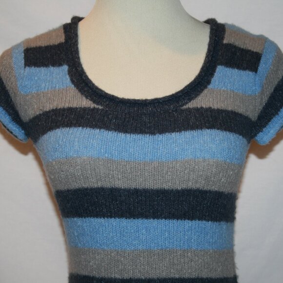 BCBG MaxAzria Blue Gray Striped Wool Blend Sweater Top XS - Picture 2 of 7